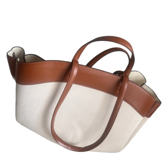 ZARA Elegant Tan and Cream Women's Tote Bag - Picture 8 of 9